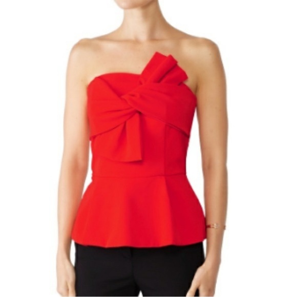 Adelyn Rae Tops - Adelyn Rae Red Rozina Woven Strapless Bow Top Large